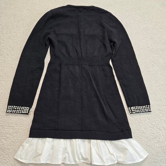 NWT Endless Blu Victoria Sweater Dress Faux Pearl Details Sz M Boardroom Chic - Picture 10 of 13